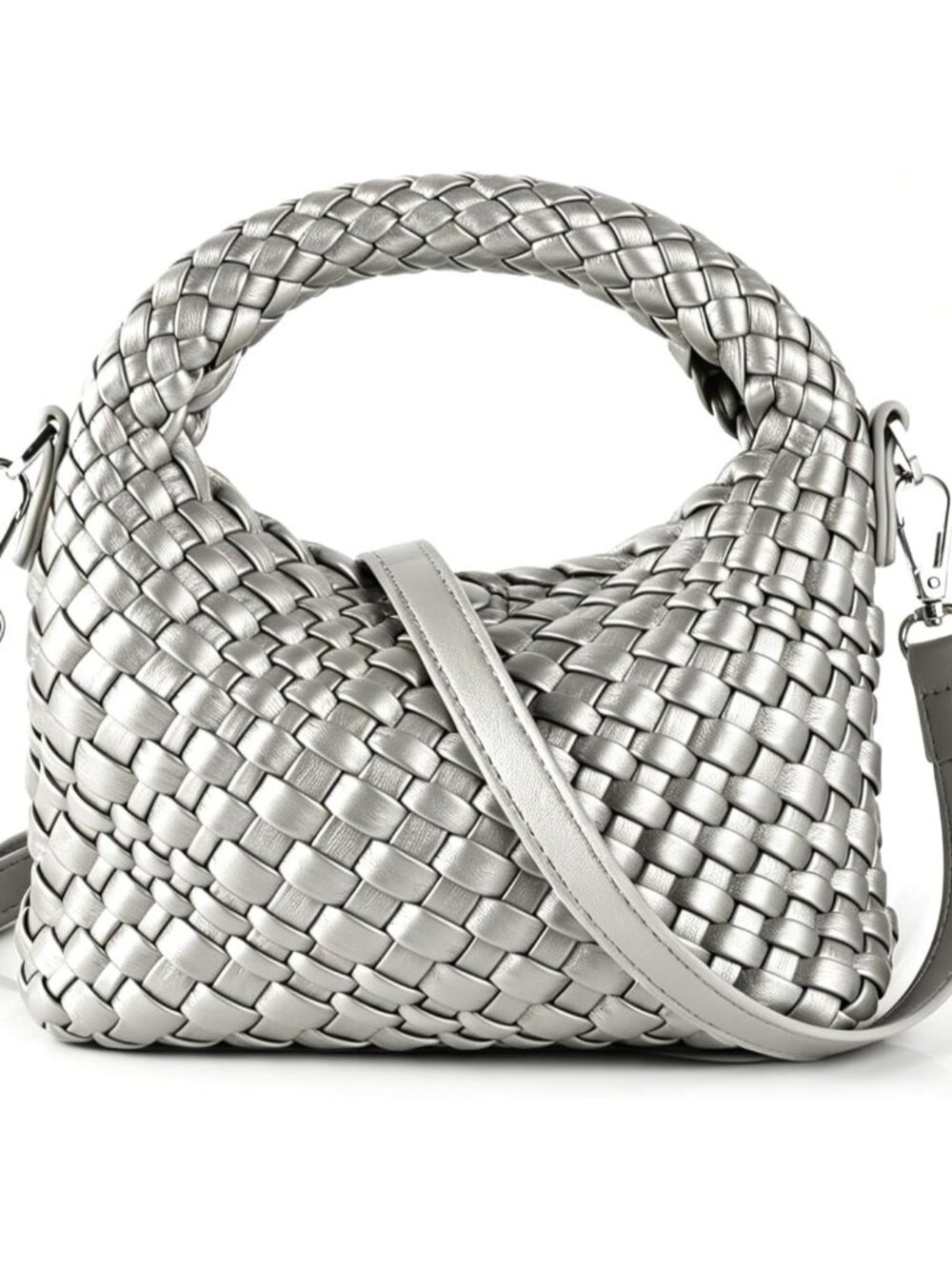 Woven Shoulder Bag for Women, Vegan Leather Crossbody Bag, Small Handbag Cute Pu